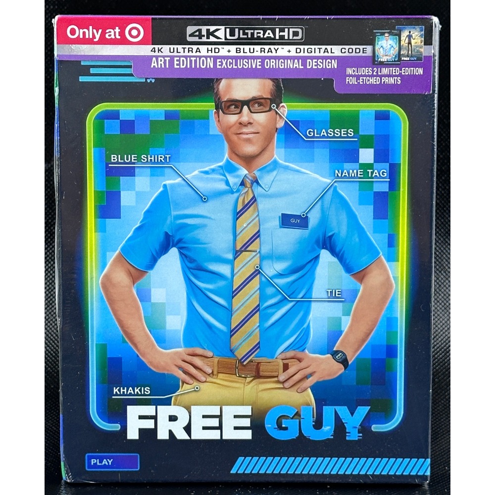 Free Guy 4K Ultra HD Blu-ray Digital Target Exclusive Art Edition Ryan Reynolds